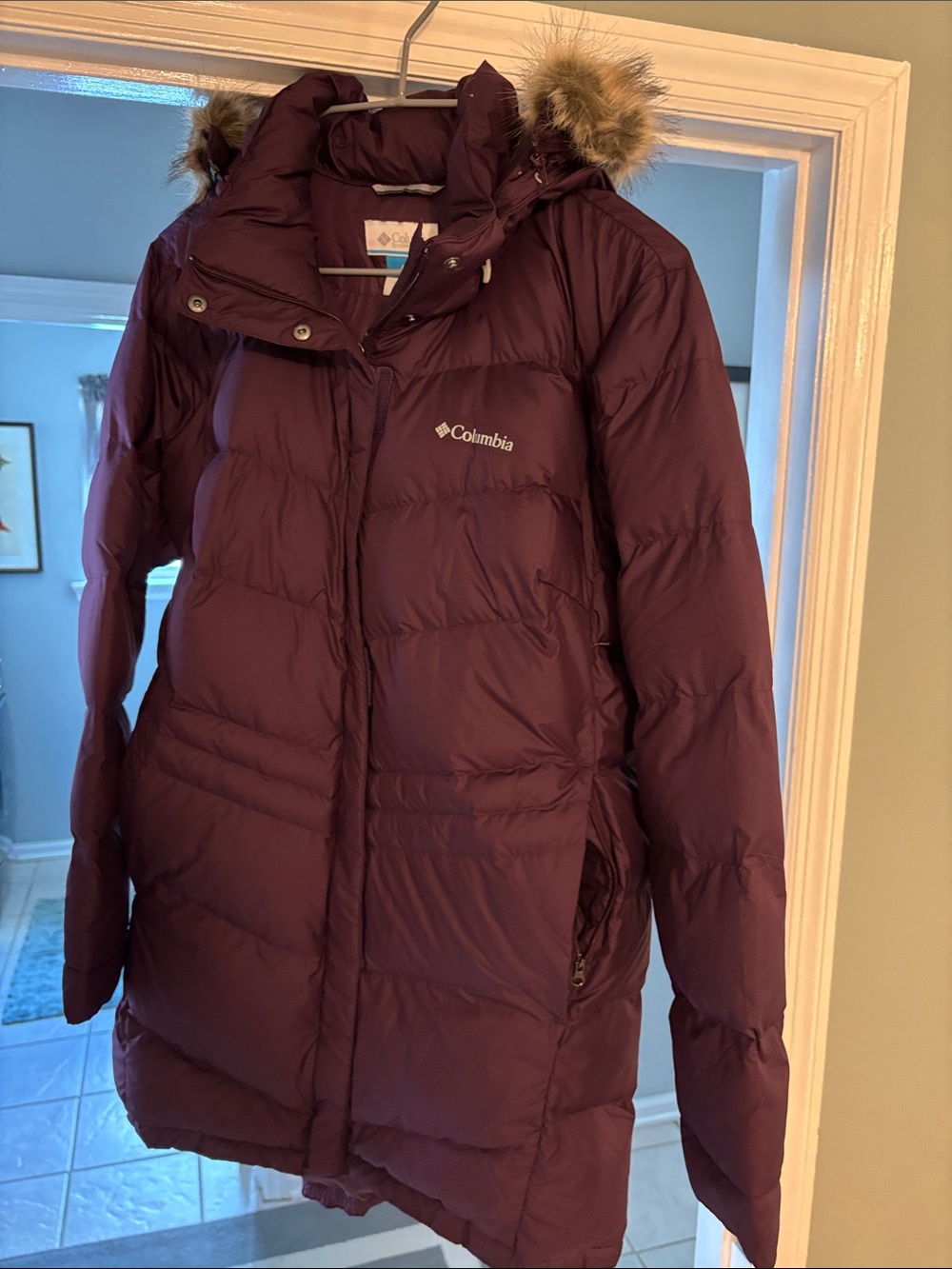 Columbia Women's Plum Hooded Puffer Coat with Faux Fur Trim